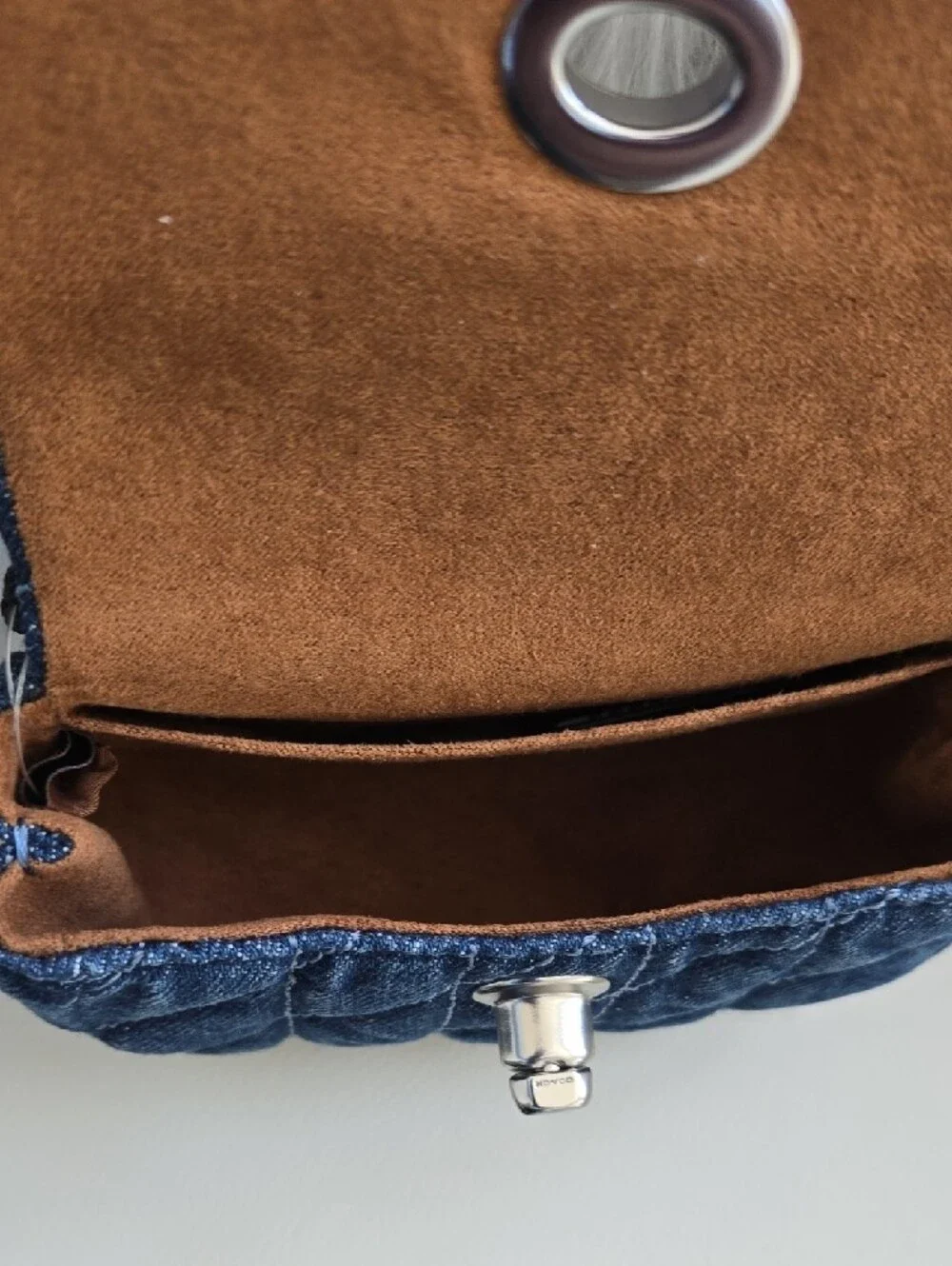 COACH Quilted Denim Mini Crossbody in Blue with Silver Hardware - Picture 3 of 5